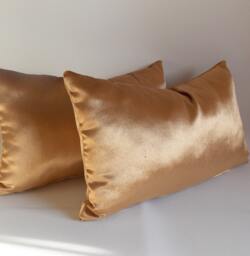 Set Of 2 Velvet Lumbar Pillow Covers Solid Gold Decorative Pillows - 12x20''