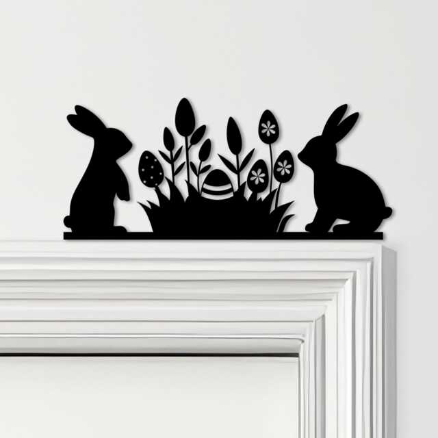 Door Topper Easter Decor Tulips Bunnies Various Colours Decorative Sign - Sign, Novelty Wall Decor, Frame Art, Art - image 1