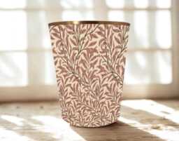 William Morris Waste Paper Bin, Fabric Desk Handmade Basket, Decorative Home Office Bin - Willow Bough Rose - thumbnail 1