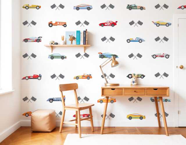 Racing Car Wall Decal, Boy's Room Decor, Watercolor Race Sticker, Kids Art, Toddler Decoration, Peel & Stick - image 1