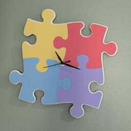 Jigsaw Shaped Wall Clock Silent Sweep, Bespoke Colors, Sizes - thumbnail 2