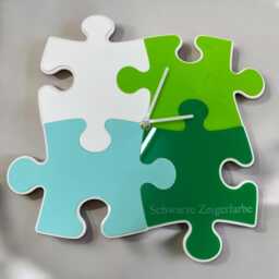 Jigsaw Shaped Wall Clock Silent Sweep, Bespoke Colors, Sizes - thumbnail 4