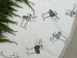 Christmas Woodland Moose Tree Skirt Decor Holiday Scandinavian Ornament Deer Swedish Gift