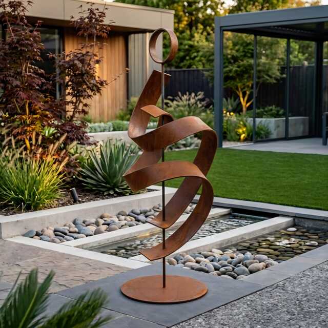 Rustic Metal Sculpture Handcrafted Luxury Modern Art, Indoor Or Outdoor - image 1