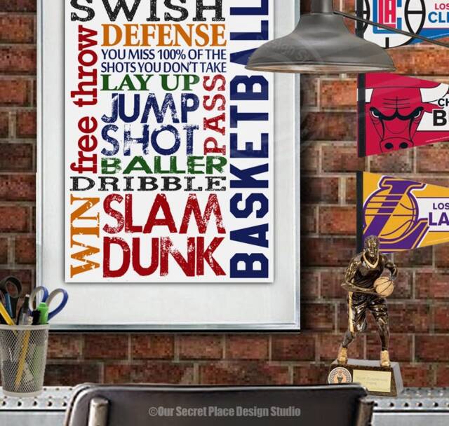 Print Basketball Wall Decor Art Sports For Boys Room Decor Boys Signs
