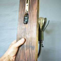 Rustic Wrought Iron Wall Sconcewood & Hand Forged Light - thumbnail 4
