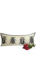 Insect Print Kidney Pillow Hand Block Printed Decorative Pillow - thumbnail 1