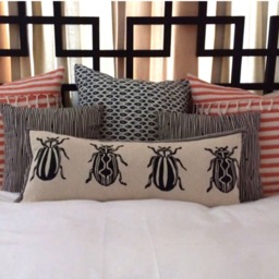 Insect Print Kidney Pillow Hand Block Printed Decorative Pillow - thumbnail 3