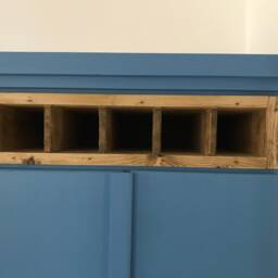 Blue Painted Linen Cupboard - Kitchen Storage Cabinet With Drawer & Wine Rack - thumbnail 4