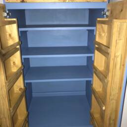 Blue Painted Linen Cupboard - Kitchen Storage Cabinet With Drawer & Wine Rack - thumbnail 2