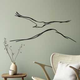 Flying Bird Metal Wall Art, Minimalist Nature Home Office Decor, One Line Drawing Gift - thumbnail 2