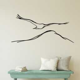 Flying Bird Metal Wall Art, Minimalist Nature Home Office Decor, One Line Drawing Gift - thumbnail 3