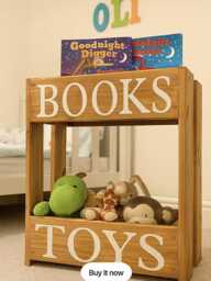 Personalized Wooden Toy & Book Storage Rustic Nursery Decor - thumbnail 1