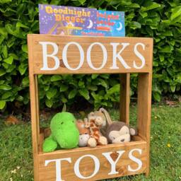 Personalized Wooden Toy & Book Storage Rustic Nursery Decor - thumbnail 2