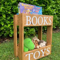 Personalized Wooden Toy & Book Storage Rustic Nursery Decor - thumbnail 3