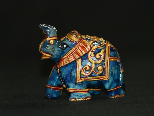"Lapis Elephant Statue -Natural Lazuli Figurine - Gemstone Carving Sculpture, ""A Cute Gift" - image 1