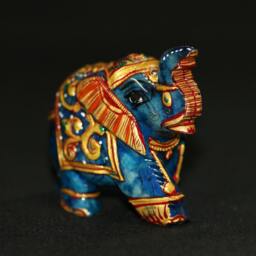 "Lapis Elephant Statue -Natural Lazuli Figurine - Gemstone Carving Sculpture, ""A Cute Gift" - thumbnail 3