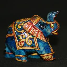 "Lapis Elephant Statue -Natural Lazuli Figurine - Gemstone Carving Sculpture, ""A Cute Gift" - thumbnail 2