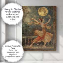 Elegant Moonlit Classical Asian Dancer Portrait Canvas Wall Art Print Decor Picture Ready To Hang - thumbnail 3