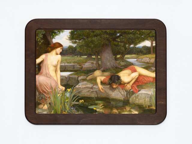 Echo & Narcissus John William Waterhouse Classical Mythology Classic Painting Wooden Framed Art Print - image 1
