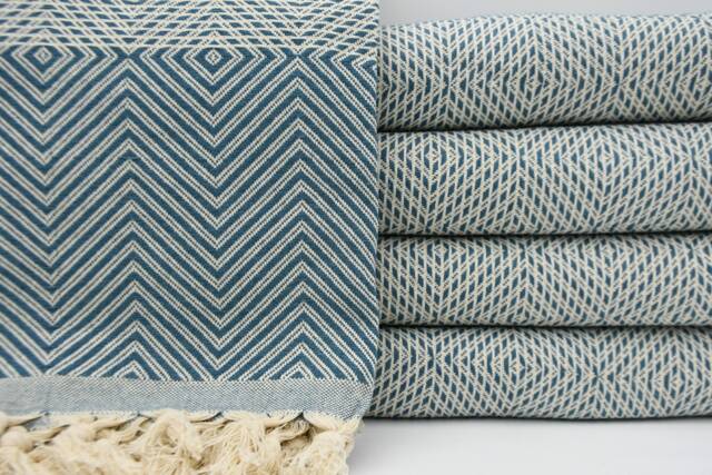 Turkish Blanket, Bed Cover, Teal Color Blanket, Turkish Bedspread, Beach Throw, Sofa Cover, Handmade Blanket, 75x91, Turkish Towel, B3-Dreamb - image 1