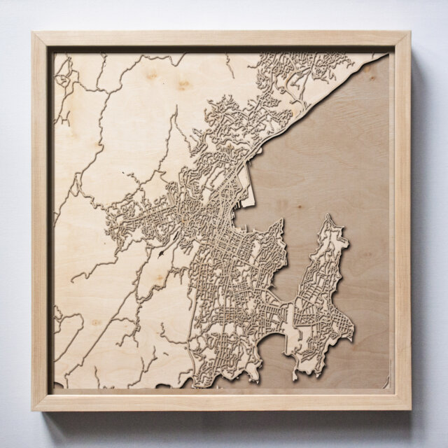 Wellington Wooden Street Map - Laser Cut 3D Framed Wall Art - image 1