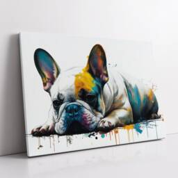 Colorful French Bulldog Dog Pet Abstract Modern Oil Painting Wall Art, Framed Canvas Poster Print, Home Kitchen Office Room Decor, Gifts - thumbnail 2