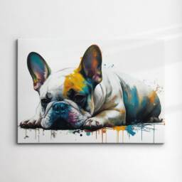 Colorful French Bulldog Dog Pet Abstract Modern Oil Painting Wall Art, Framed Canvas Poster Print, Home Kitchen Office Room Decor, Gifts - thumbnail 3
