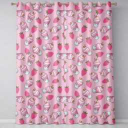 strawberry Cupcakes & Sweet Treats On Soft Pink Background Seamless Pattern Readymade Eyelet Ring Top Thermal 100% Blackout Curtains - thumbnail 2