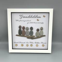 Grandchildren Pebble Picture, Personalised People Framed Christmas Gift For Dad, Wall Art, Home Decor - thumbnail 2