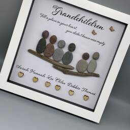 Grandchildren Pebble Picture, Personalised People Framed Christmas Gift For Dad, Wall Art, Home Decor - thumbnail 3