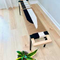 Hand-Woven Entryway Bench Mcm Style End Of Bed & Mudroom Seating - Custom-Made, Multiple Sizes - thumbnail 4