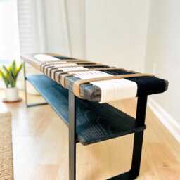 Hand-Woven Entryway Bench Mcm Style End Of Bed & Mudroom Seating - Custom-Made, Multiple Sizes - thumbnail 3