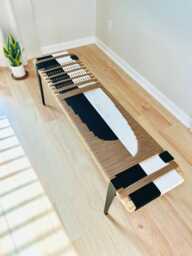 Hand-Woven Entryway Bench Mcm Style End Of Bed & Mudroom Seating - Custom-Made, Multiple Sizes - thumbnail 1