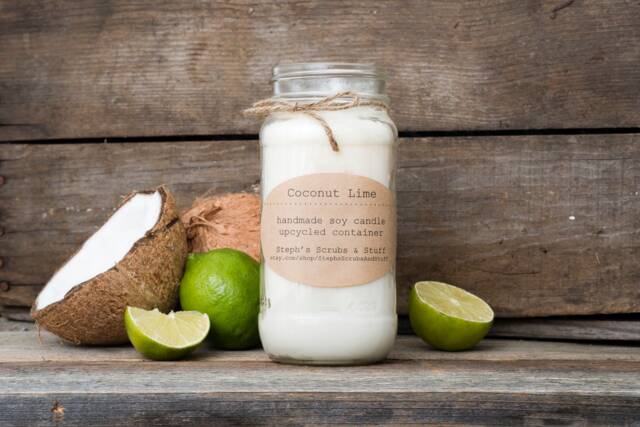 Coconut Lime Soy Candle, Wax Candle Tin, Lover Gift, Unique Scented Favors - image 1