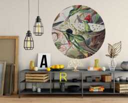 Watercolor Birds Circle Wall Sticker - Nature Lovers Gift Home Decor Art For Living Room, Bedroom, Or Office