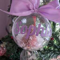 Personalized Glitter Tree Snow Globe Christmas Bauble, First Gift - thumbnail 4