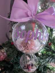 Personalized Glitter Tree Snow Globe Christmas Bauble, First Gift