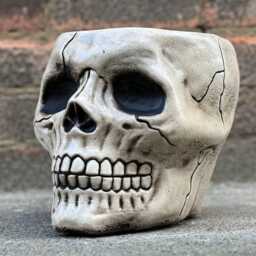 Garden Skull Figurine Stone Decoration Gothic Home Sculpture Cement Ornament Handmade Art Halloween Statue Yard - thumbnail 3