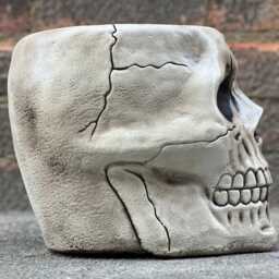 Garden Skull Figurine Stone Decoration Gothic Home Sculpture Cement Ornament Handmade Art Halloween Statue Yard - thumbnail 4