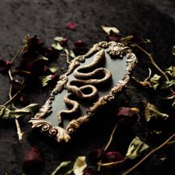 Ornate Snake in Coffin Wall Art/Handmade Gothic Home Decor Dark Academia Hanging Goth Gallery Oddity Silver Or Gold - thumbnail 2