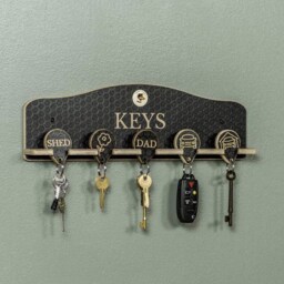 Key Rack Set With 5 Keyrings, Engraved Unique Mother's Day Gift