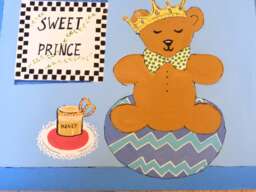 Floorcloth Teddy Bear Baby Room Adorable Blue Brown Sale - thumbnail 1