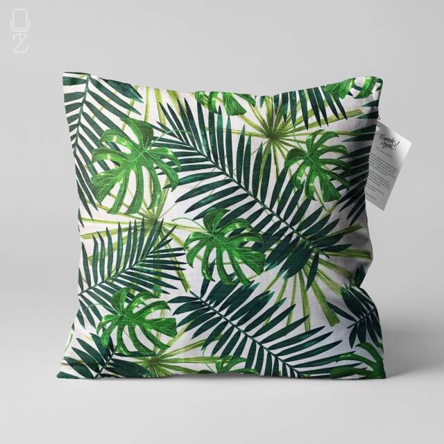 Green Tropical Eucalyptus Leaves Cushion Cover - Double Sided Printing On The Soft Chenille Fabric With Multi Size Options Oeko-Tex?? - image 1