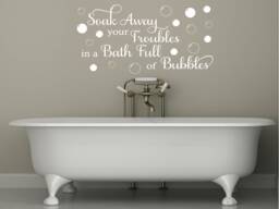 Soak Away Troubles Bathroom Wall Decal Relaxing Bubble Bath Quote - thumbnail 1
