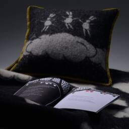 Little Rabbits Illustrated Wool Cushion Cover - Elana Reversible Monochrome Pillowcase 45 X 45cm/ 18 18 - thumbnail 2