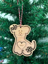 Personalised Engraved Wooden Dog Christmas Tree Decoration - thumbnail 1