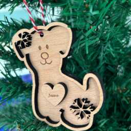 Personalised Engraved Wooden Dog Christmas Tree Decoration - thumbnail 3