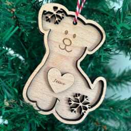 Personalised Engraved Wooden Dog Christmas Tree Decoration - thumbnail 2