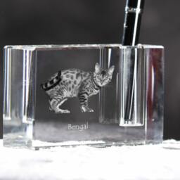 Bengal , Crystal Pen Holder With Cat, Souvenir, Decoration, Limited Edition, Collection - thumbnail 3